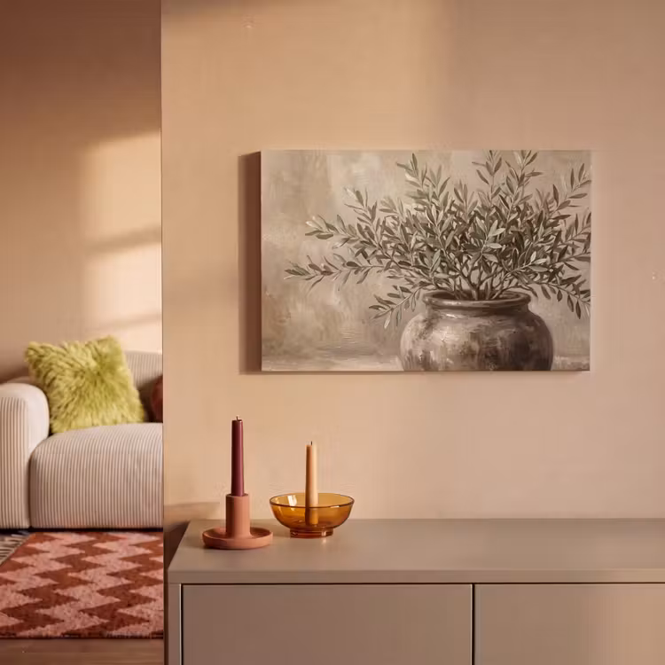 Canvas schilderij - Olijfplant - Aardenpot - Abstract - Beige — 2