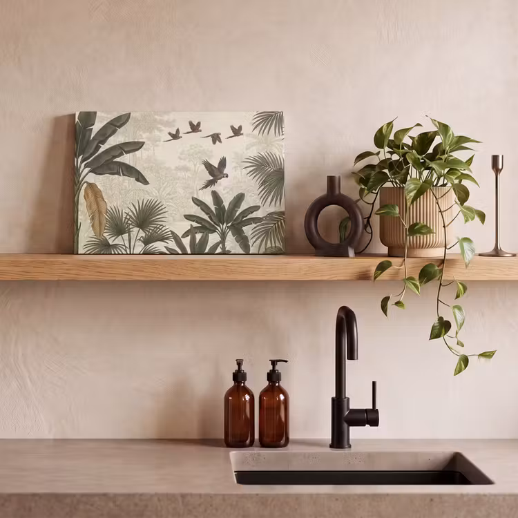 Canvas schilderij - Papagaaien - Jungle - Tropisch - Green — 3