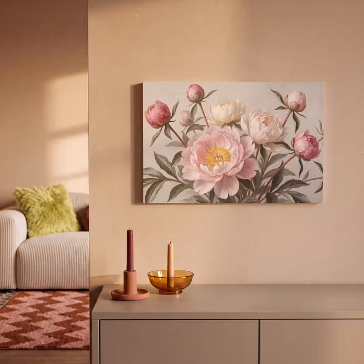 Canvas schilderij - Pioenrozen - Boeket - Roze — 2