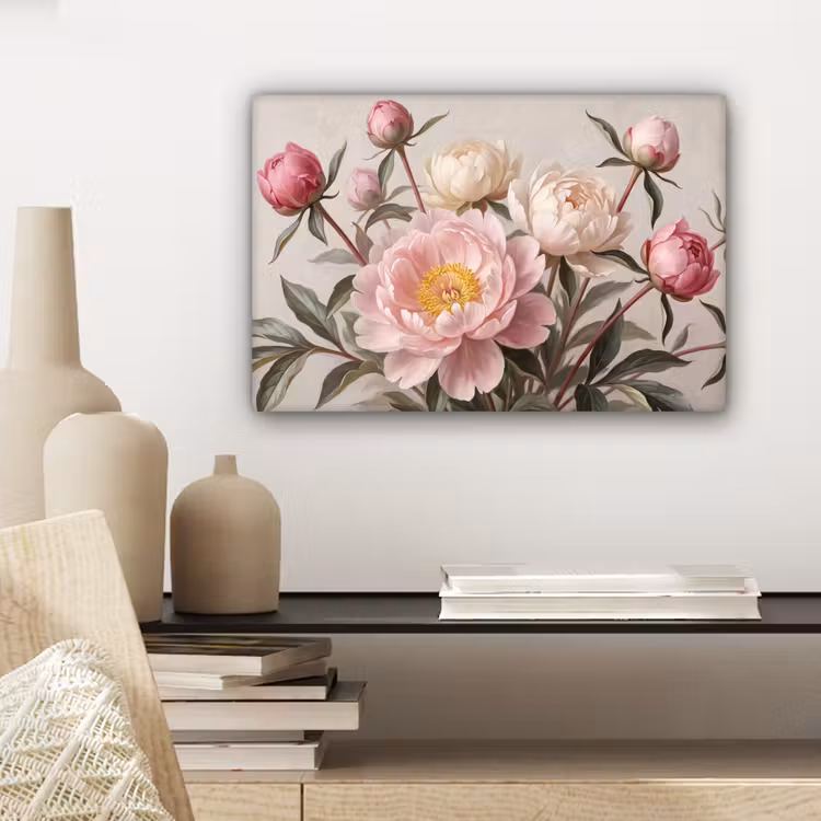 Canvas schilderij - Pioenrozen - Boeket - Roze — 5