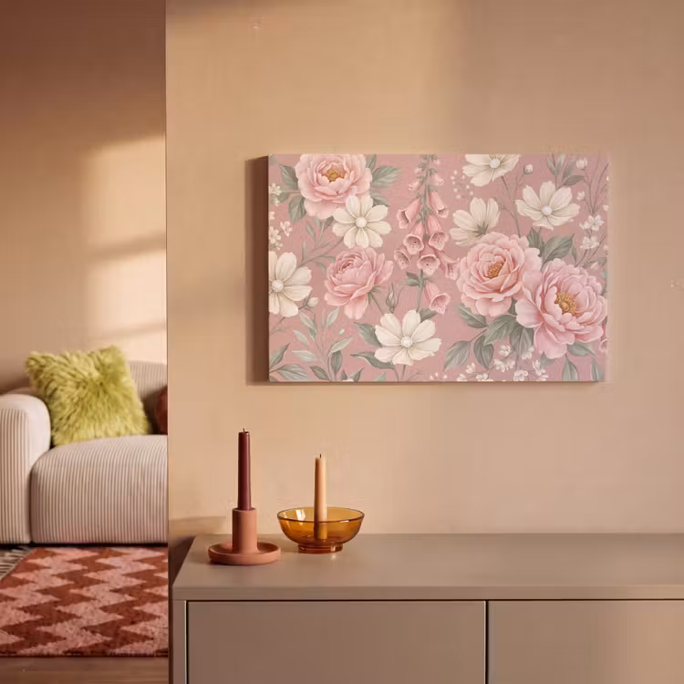 Canvas schilderij - Pioenrozen - Vingerhoedskruid - Pink — 2