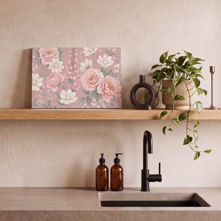 Canvas schilderij - Pioenrozen - Vingerhoedskruid - Pink — 3