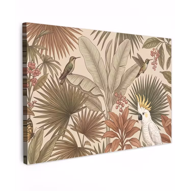 Canvas schilderij - Tropisch - Vogels - Beige — 1