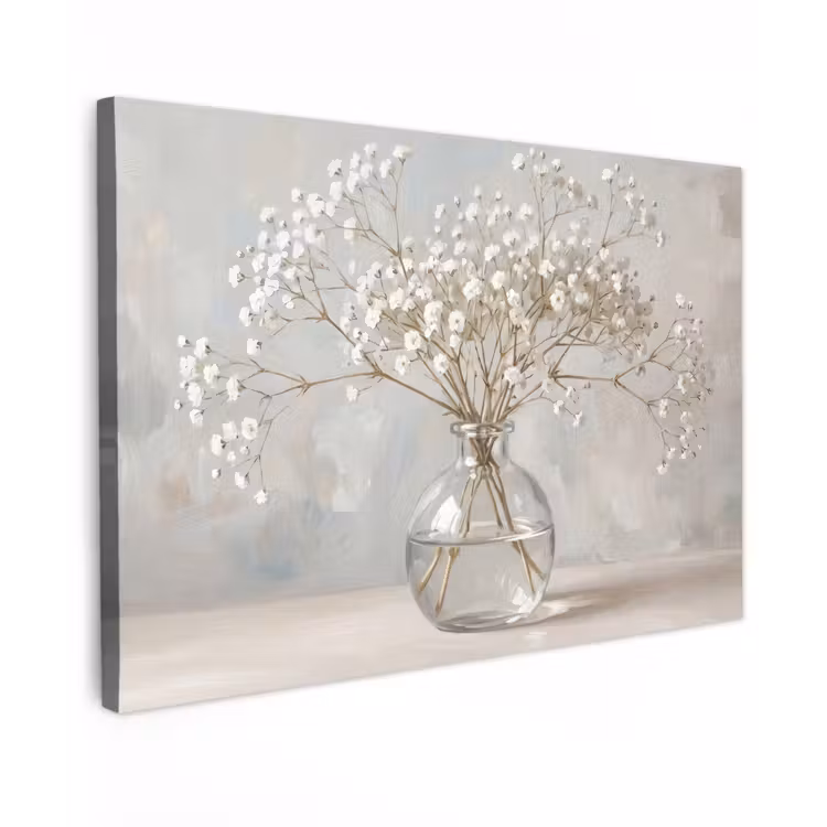Canvas schilderij - Vaas - Gipskruid - Wit — 1