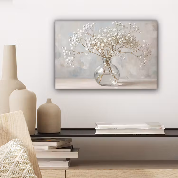 Canvas schilderij - Vaas - Gipskruid - Wit — 5