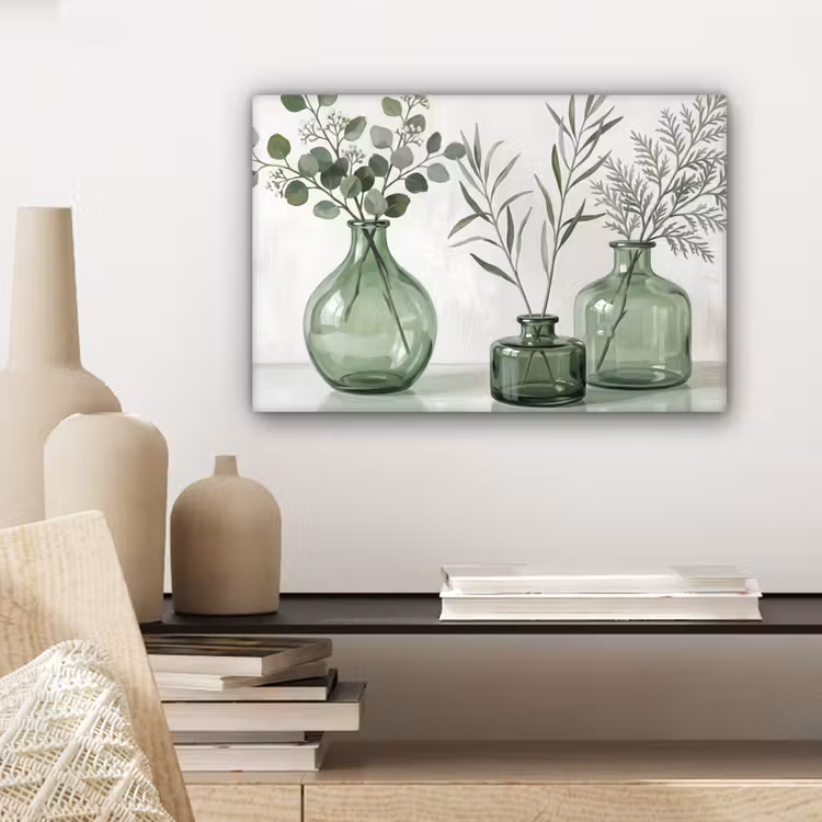 Canvas schilderij - Vazen - Bladeren - Groen — 5