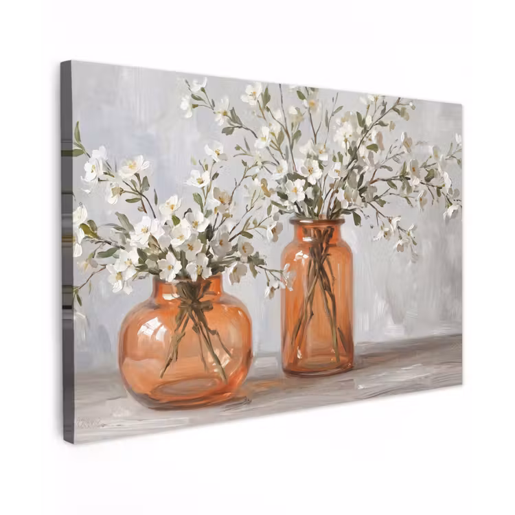 Canvas schilderij - Vazen - Bloemen - Oranje — 1