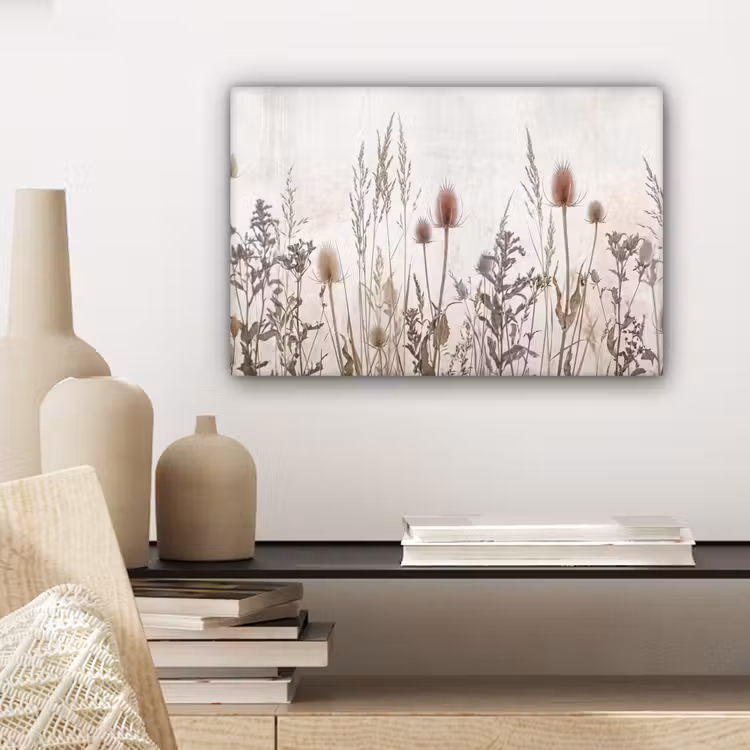 Canvas schilderij - Weidebloemen - Design - Sepia — 5