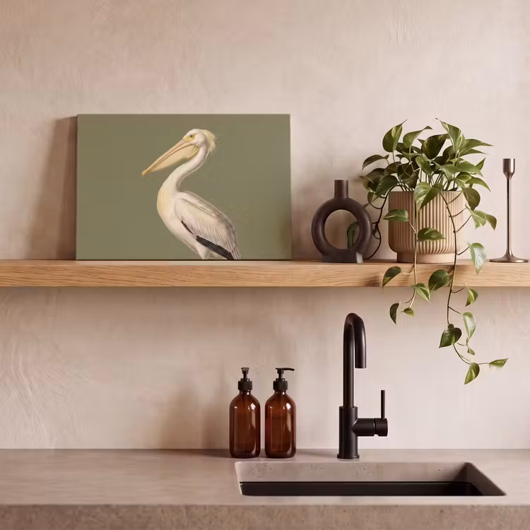 Canvas schilderij - Pelikaan - Wit - Vogel - Klassiek - Natuur — 3
