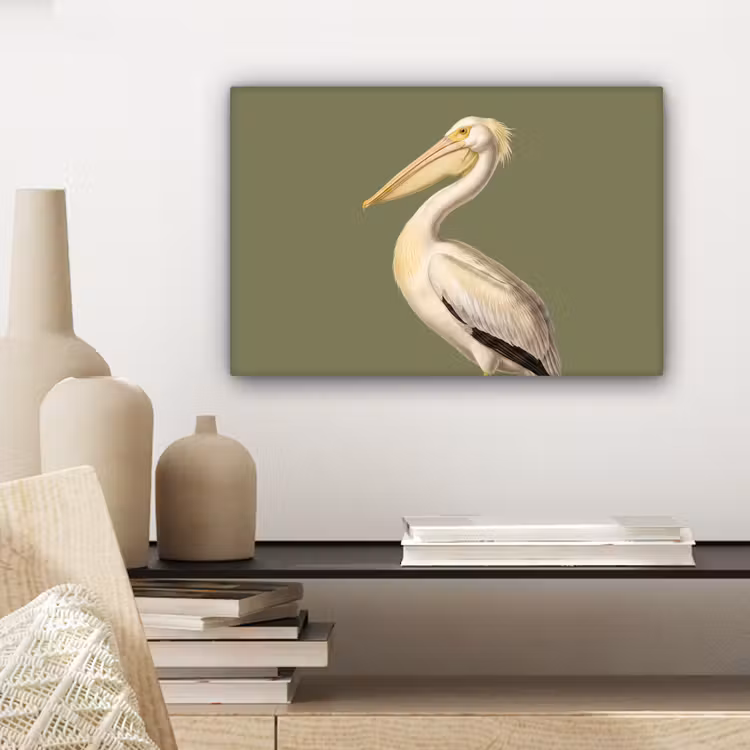 Canvas schilderij - Pelikaan - Wit - Vogel - Klassiek - Natuur — 5