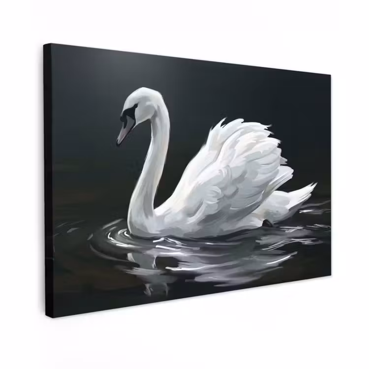 Canvas schilderij - Zwaan - Water - Natuur - Realistisch - Wit — 1