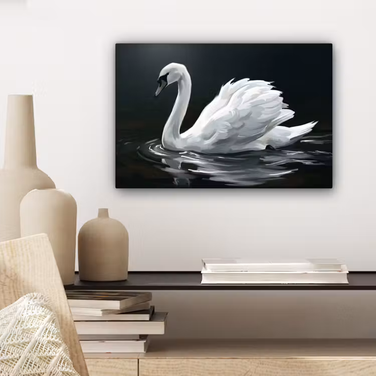 Canvas schilderij - Zwaan - Water - Natuur - Realistisch - Wit — 5