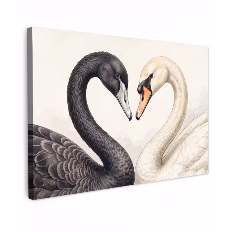 Canvas schilderij - Zwanen - Hartvorm - Dieren — 1
