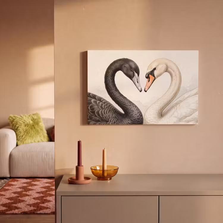 Canvas schilderij - Zwanen - Hartvorm - Dieren — 2