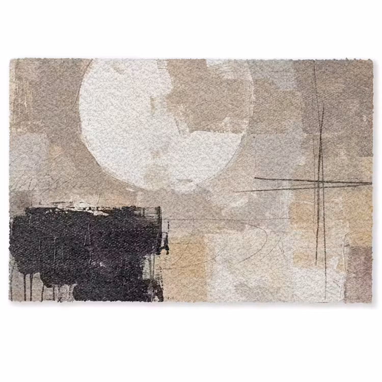 Deurmat - Abstract - Cirkel - Modern - Beige - Zwart - Minimalistisch — 1