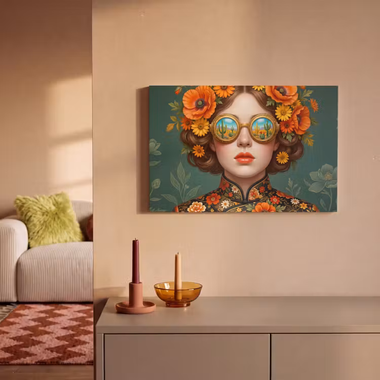 Canvas schilderij - Portret - Vrouw - Kleurrijk - Expressief — 2