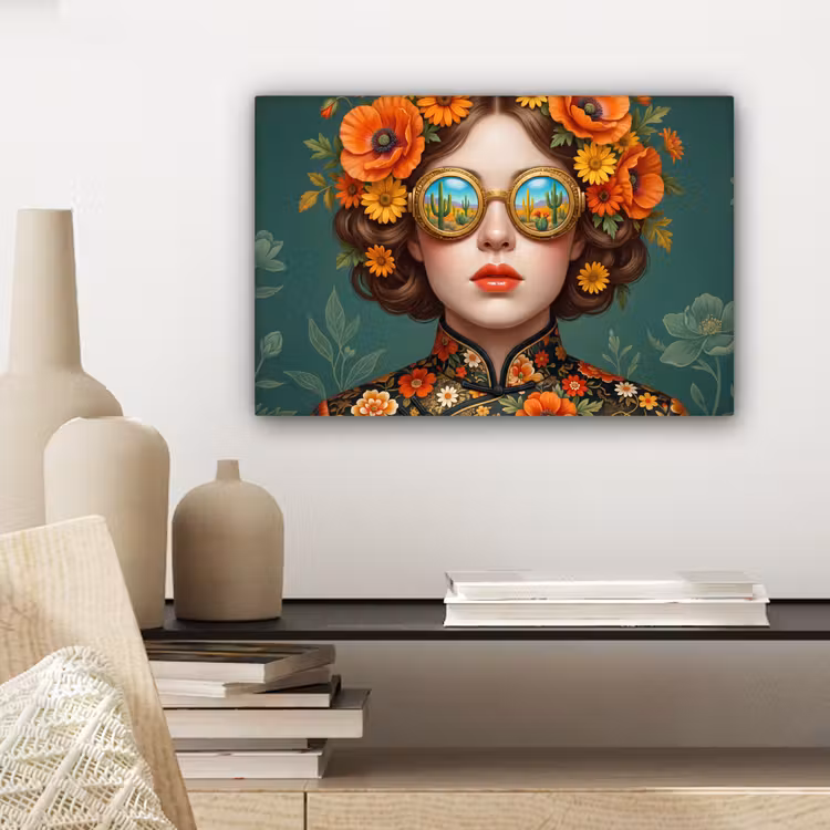 Canvas schilderij - Portret - Vrouw - Kleurrijk - Expressief — 5