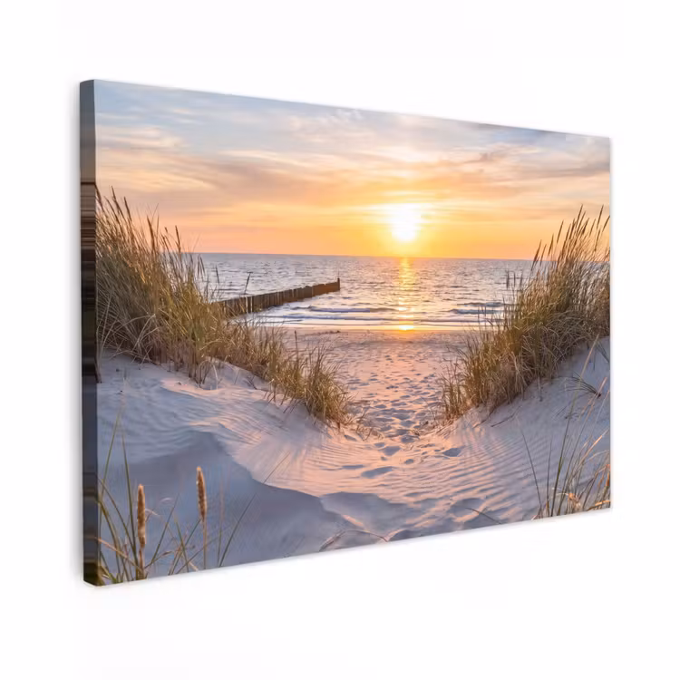 Canvas schilderij - Strand - Zonsondergang - Natuur - Landschap — 1