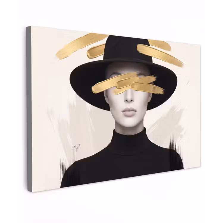 Canvas schilderij - Vrouw - Portret - Modern - Goud - Kunst — 1