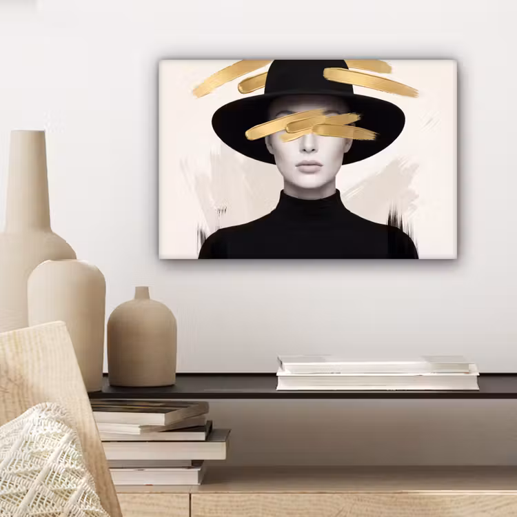 Canvas schilderij - Vrouw - Portret - Modern - Goud - Kunst — 5