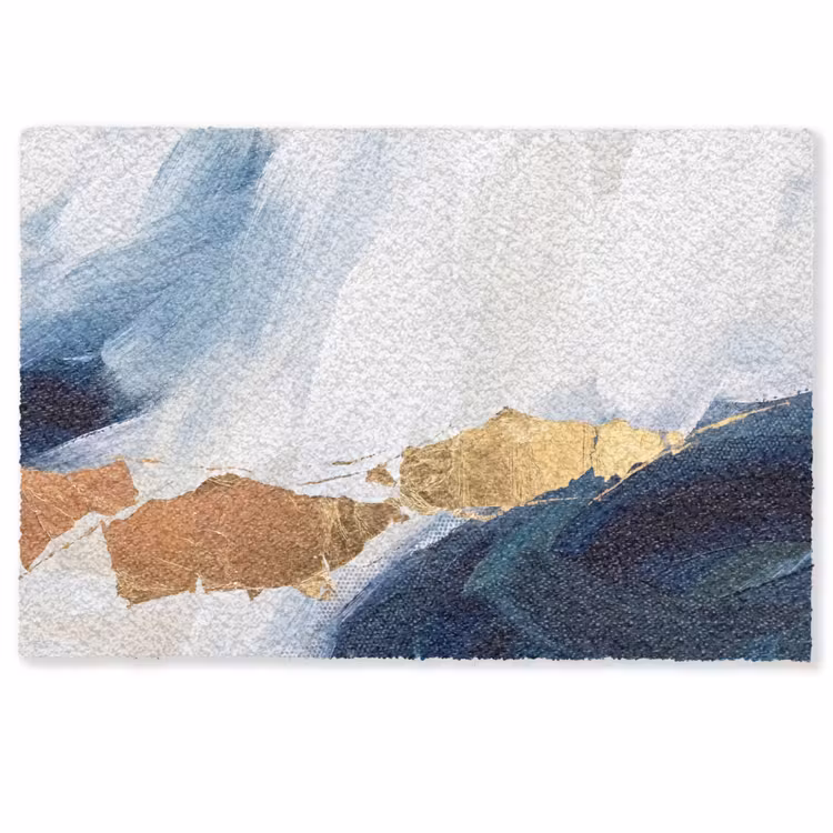 Deurmat - Abstract - Acryl - Blauw - Goud - Elegant — 1