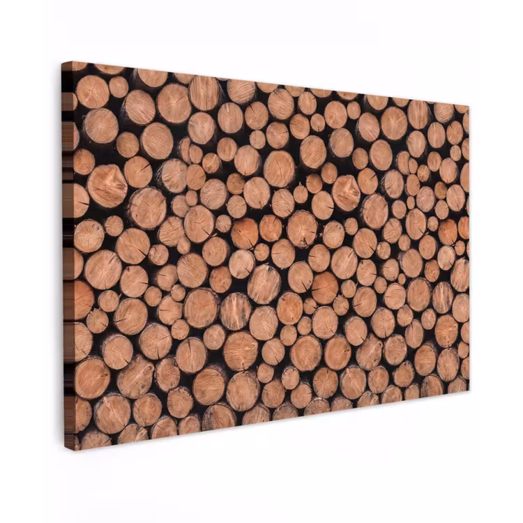Canvas schilderij - Houtblokken - Textuur - Patroon - Bruin - Rustiek — 1
