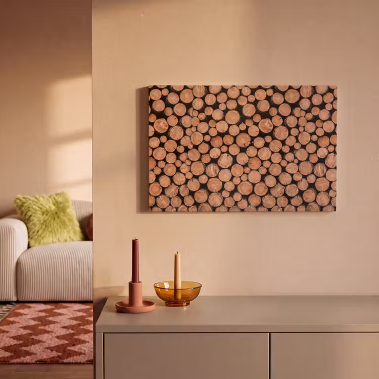 Canvas schilderij - Houtblokken - Textuur - Patroon - Bruin - Rustiek — 2