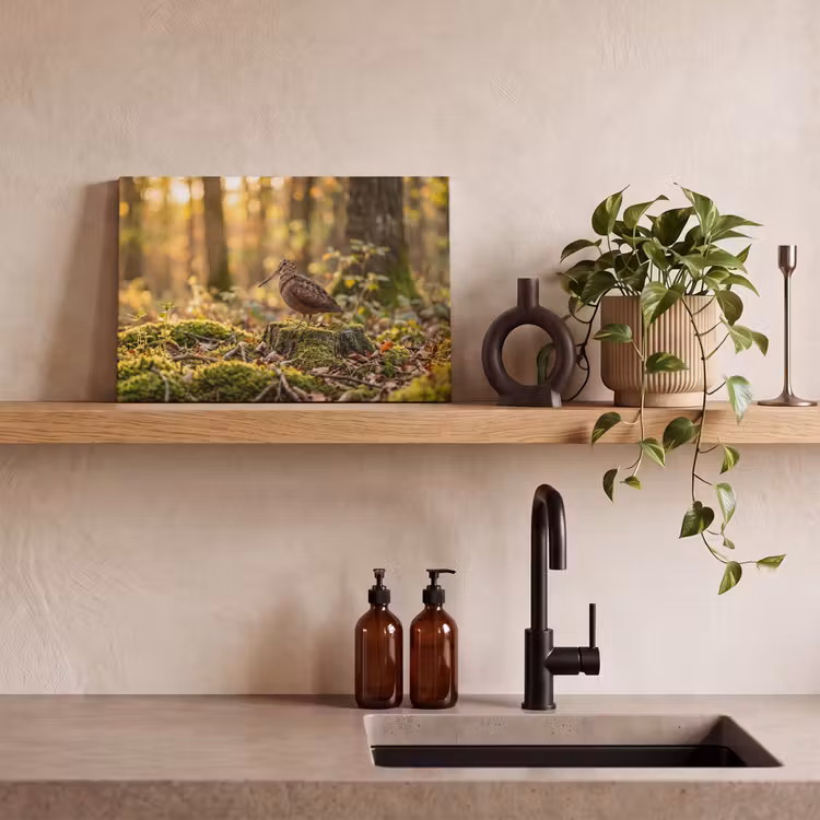Canvas schilderij - Houtsnip - Bos - Bladeren - Herfst - Gecamoufleerd — 3