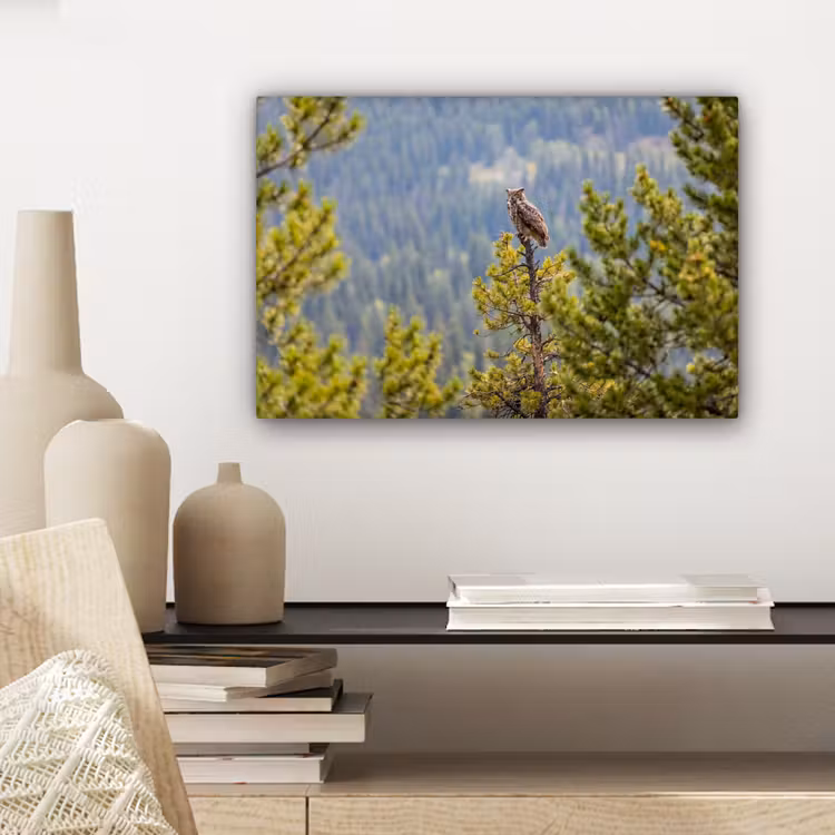 Canvas schilderij - Uil - Oehoe - Bomen - Natuur — 5
