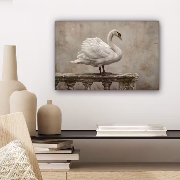 Canvas schilderij - Zwaan - Elegant - Dieren - Wit — 5