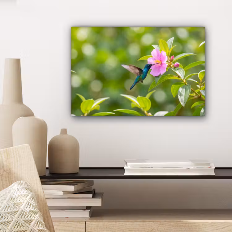 Canvas schilderij - Kolibrie - Bloem - Natuur - Groen — 5