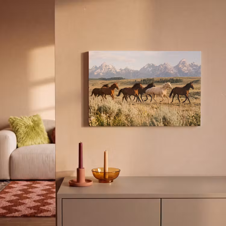 Canvas schilderij - Paarden - Kudde - Bergen - Vrijheid - Wild — 2