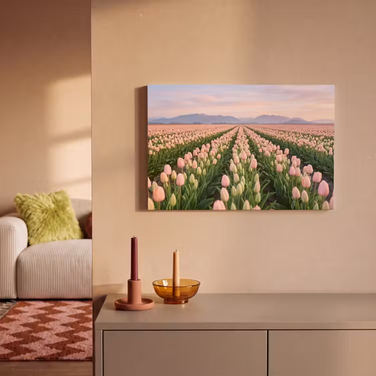 Canvas schilderij - Tulpen - Landschap - Roze — 2
