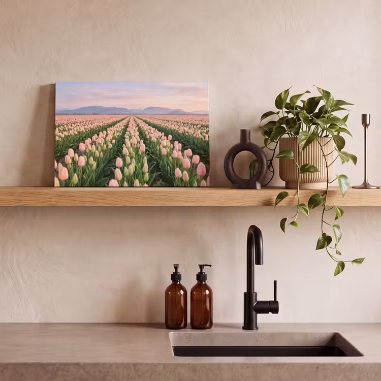 Canvas schilderij - Tulpen - Landschap - Roze — 3