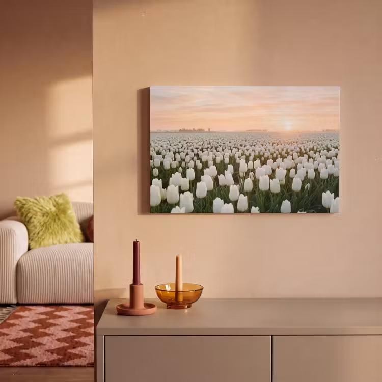 Canvas schilderij - Tulpen - Landschap - Wit — 2