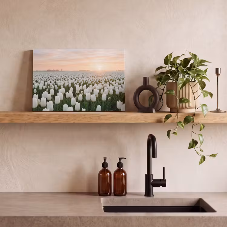 Canvas schilderij - Tulpen - Landschap - Wit — 3