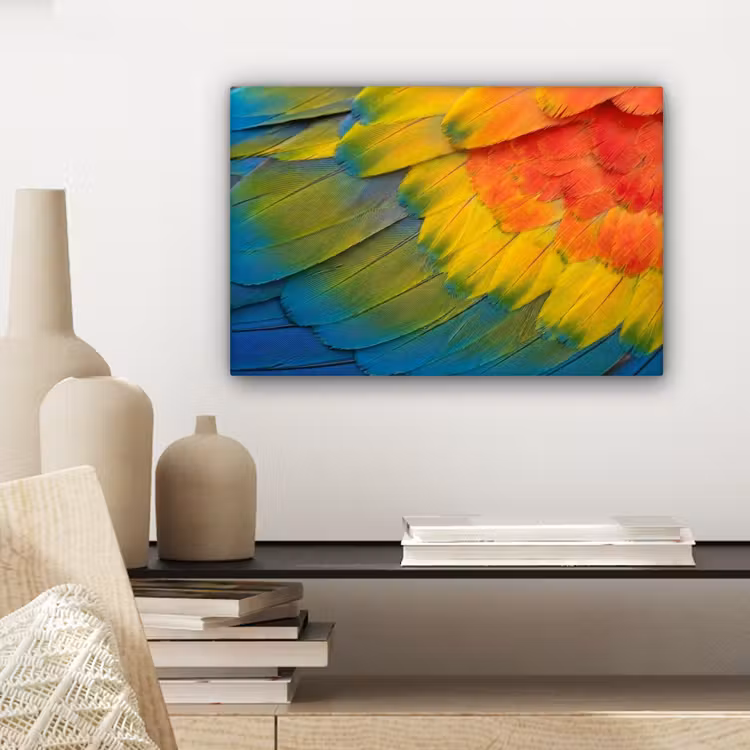 Canvas schilderij - Veren - Ara - Kleurrijk — 5