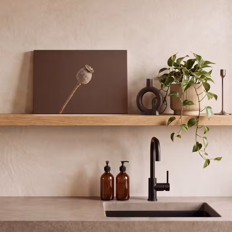 Canvas schilderij - Papaverbol - Droogbloem - Bruin - Minimalistisch — 3