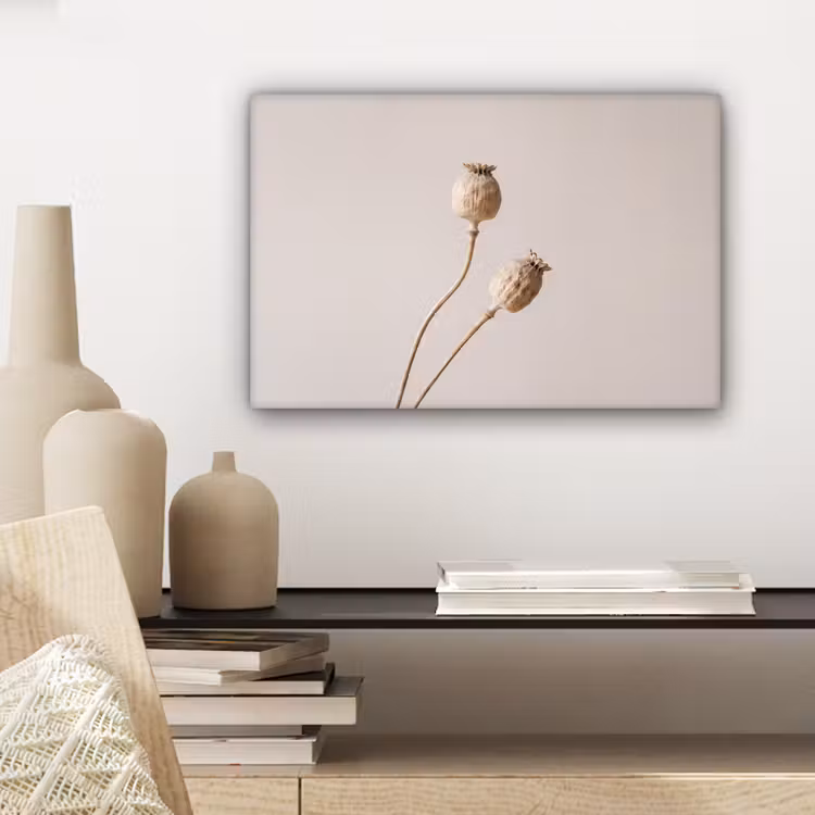 Canvas schilderij - Papaverbollen - Droogbloemen - Minimalistisch - Beige - Rustig — 5