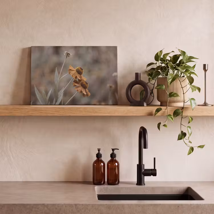 Canvas schilderij - Zonnehoed - Droogbloemen - Geel - Warm — 3