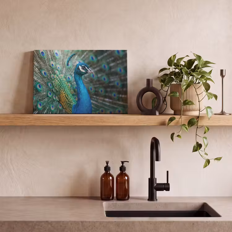 Canvas schilderij - Pauw - Veren - Blauw — 3