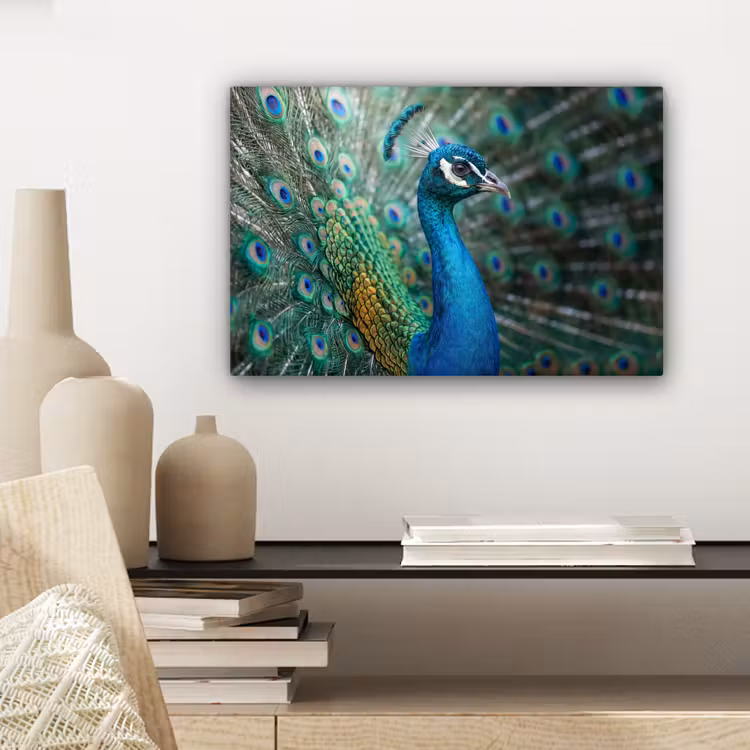 Canvas schilderij - Pauw - Veren - Blauw — 5