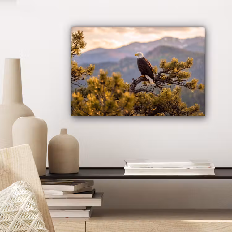 Canvas schilderij - Zeearend - Boom - Bergen - Groen — 5