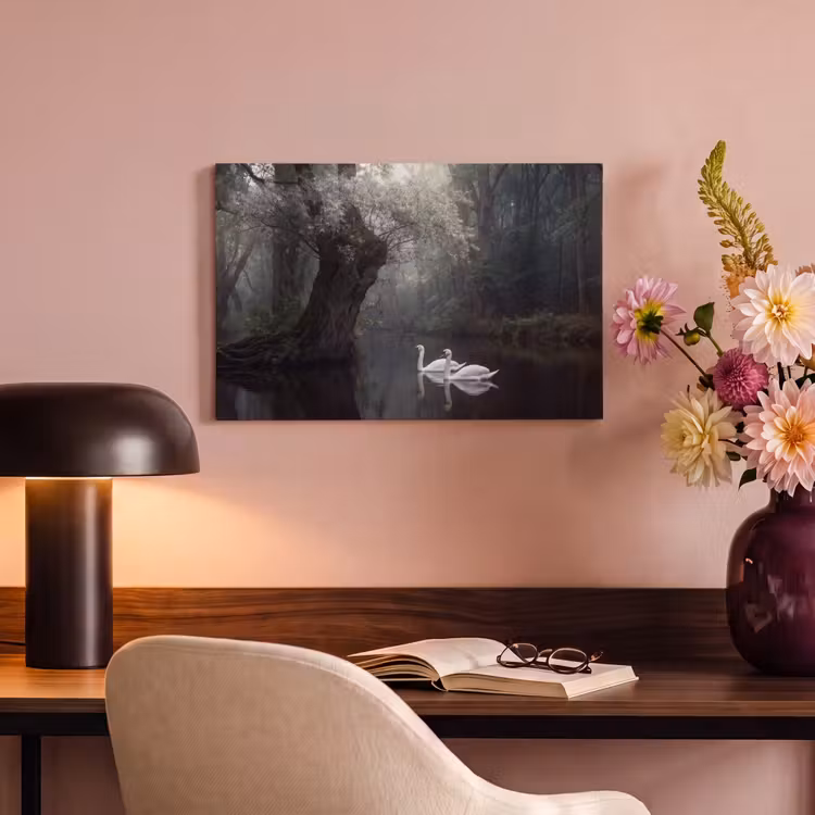 Canvas schilderij - Zwanen - Rivier - Bos — 4