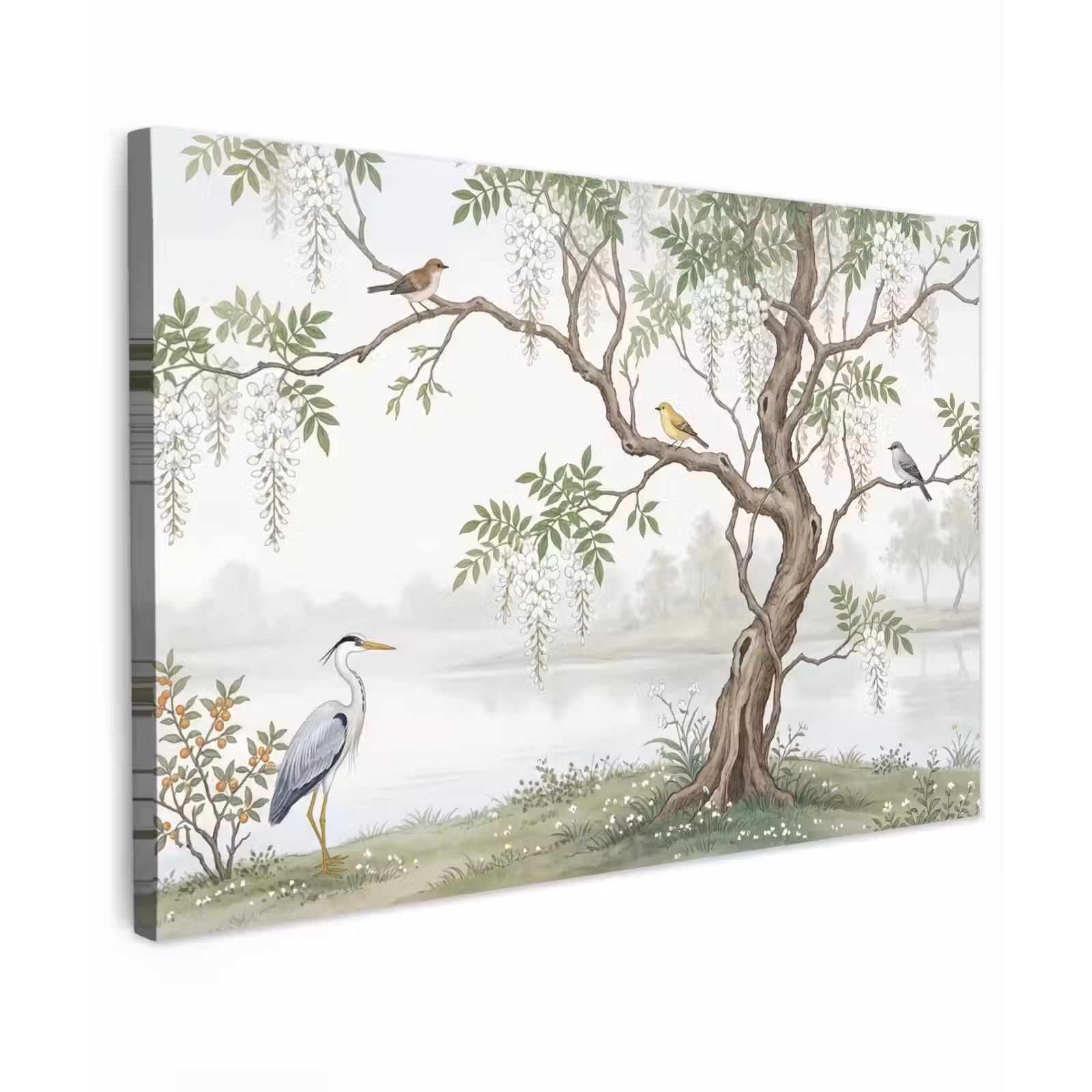 Canvas schilderij - Reiger - Landschap - Groen — 1