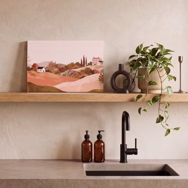 Canvas schilderij - Heuvellandschap - Grafisch - Terracotta — 3
