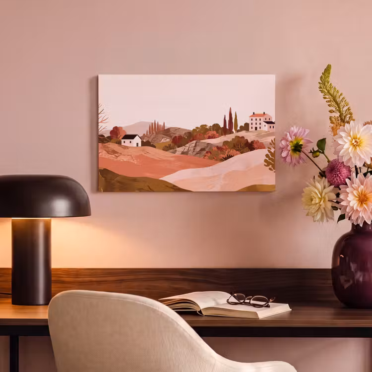 Canvas schilderij - Heuvellandschap - Grafisch - Terracotta — 4