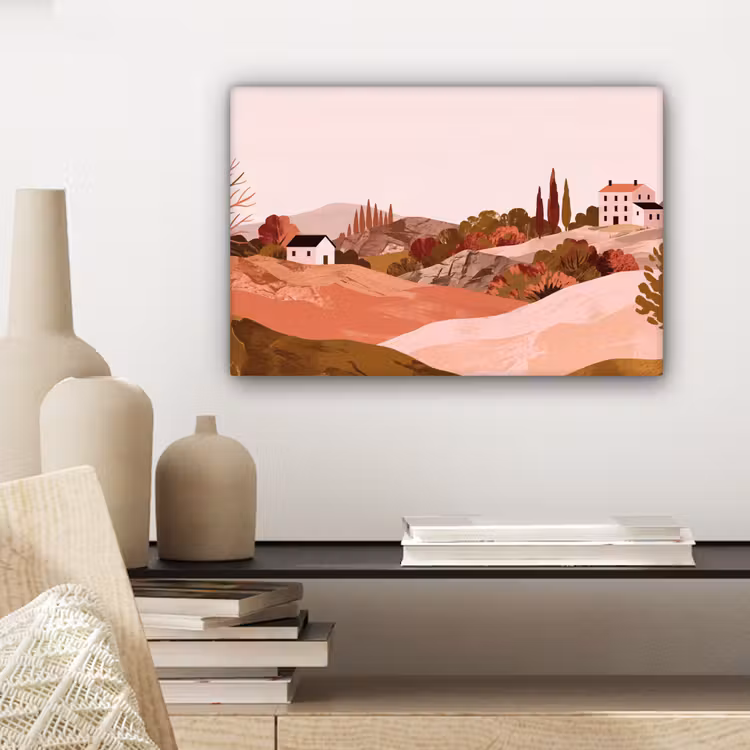 Canvas schilderij - Heuvellandschap - Grafisch - Terracotta — 5