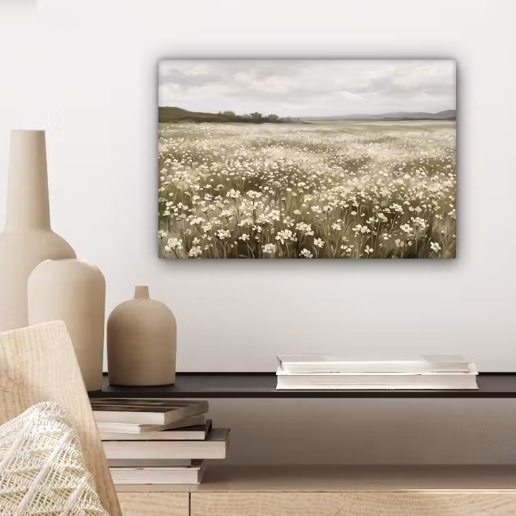 Canvas schilderij - Illustratie - Landschap - Wit — 5