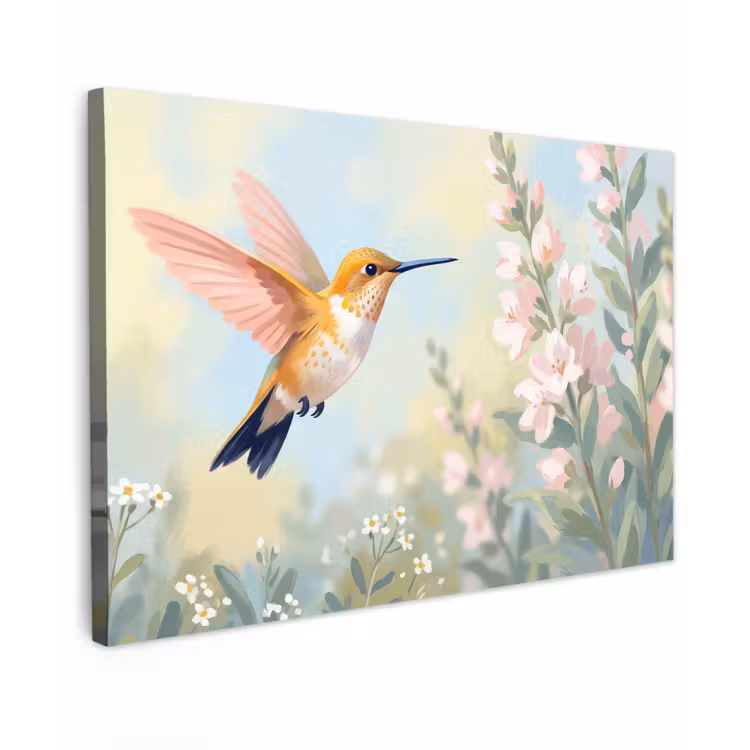 Canvas schilderij - Kolibrie - Illustratie - Kleurrijk — 1